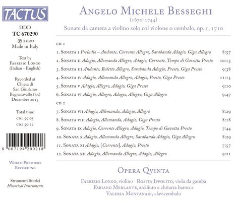 Sonate da camera - CD Audio di Ensemble Opera Qvinta,Angelo Michele Besseghi - 2