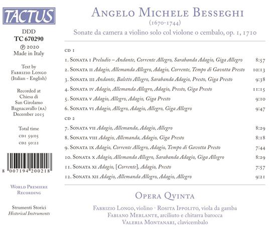 Sonate da camera - CD Audio di Ensemble Opera Qvinta,Angelo Michele Besseghi - 2