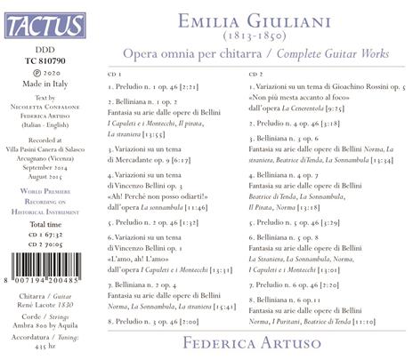 Opera omnia per chitarra - CD Audio di Mauro Giuliani,Federica Artuso - 2
