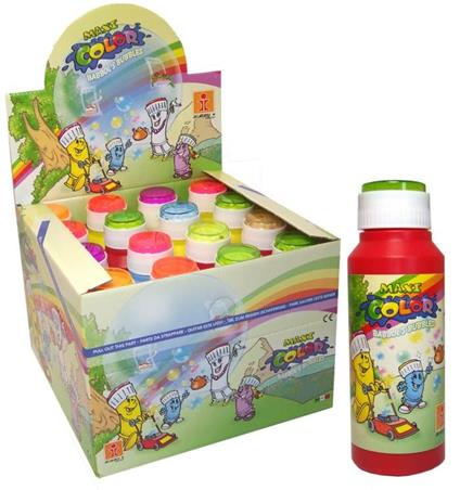 Bolle di Sapone Color Bubbles. Flacone Maxi 175 Ml Display 16 Pz