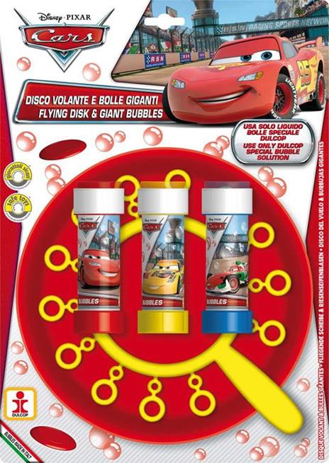 Bolle di Sapone. Disco Volante Bolle Giganti. Cars. Piatto + Soffiatore Multiplo + 3 Flaconi 60 Ml. Dulcop (Bubble World) - 2