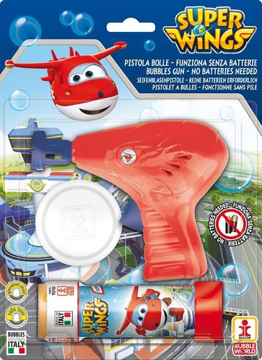 Bolle di Sapone Pistola Bolle Meccanica Piccola. Super Wings. Blister 1 Pz 60 Ml