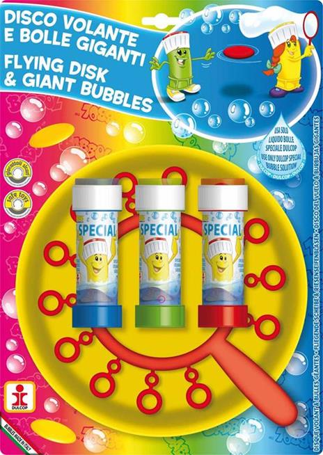 Bolle di Sapone. Disco Volante Bolle Giganti. Piatto + Soffiatore Multiplo + 3 Flaconi 60 Ml. Dulcop (Bubble World)