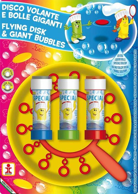 Bolle di Sapone. Disco Volante Bolle Giganti. Piatto + Soffiatore Multiplo + 3 Flaconi 60 Ml. Dulcop (Bubble World)