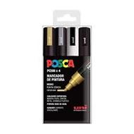 Posca marcatore punta media 4 pz colori metal assortiti
