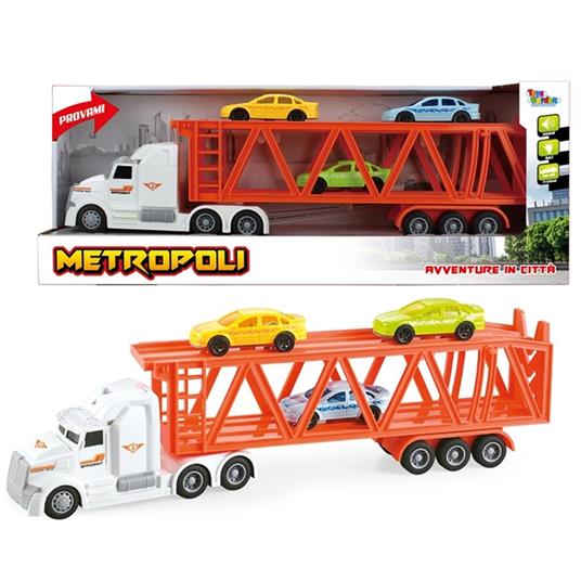 Camion Con Rimorchio Bisarca Con Luci E Suoni A Frizione Metropoli  27445