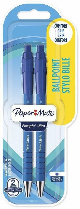 Penna a sfera a scatto Papermate Flexgrip ultra Blu - Blister da 2