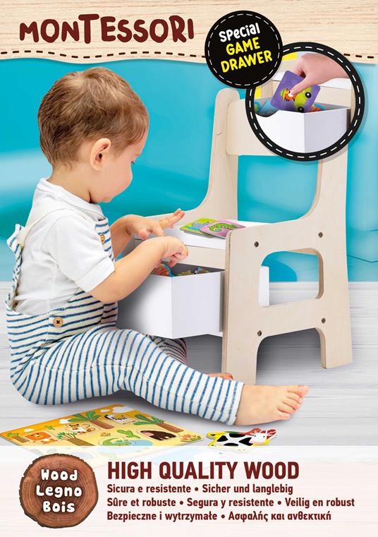 Montessori Wood Toy Box Chair - 3