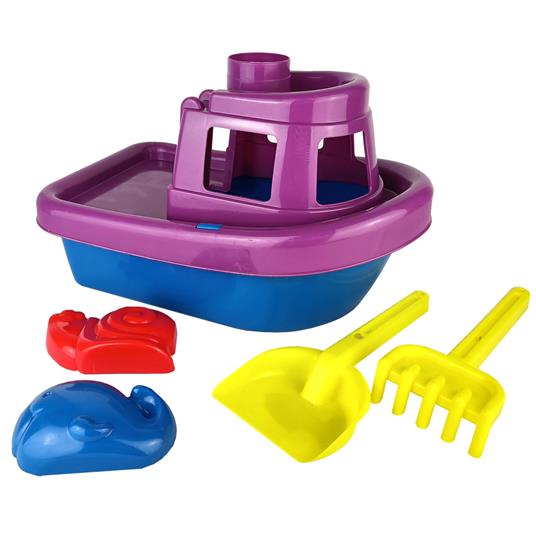 Rete Giochi Spiaggia Con Barca Grande Made In Italy Formine e Palette 2 Colori– No Pericolo Bambini 1 O 2 Anni – Mare , Piscina, Sabbiera – Divertimento E Colore In Sicurezza Viola