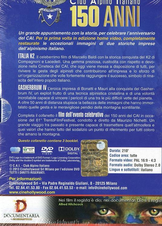 150 anni del C.A.I. Club Alpino Italiano. 1863 - 2013 (3 DVD) di Maurizio Nichetti - DVD - 3