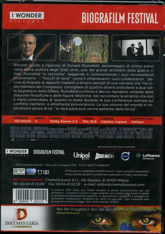The Unknown Known. Morris vs Rumsfeld di Errol Morris - DVD - 2