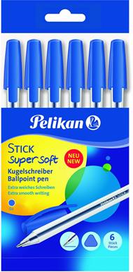 Penna a sfera Pelikan Stick super soft blu. Confezione da 6 pezzi