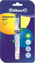 Correttore liquido Pelikan a penna Blanco pen 7 ml. Confezione da 1 pezzo. Punta fine in metallo, senza solventi