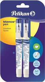 Correttore liquido Pelikan a penna Blanco pen 7 ml. Confezione da 2 pezzi. Punta fine in metallo, senza solventi