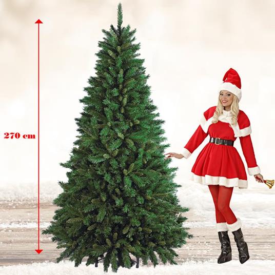 Albero Di Natale 270Cm New Tiffany Super Folto 2243 Rami Pino Verde Base A Croce - 2