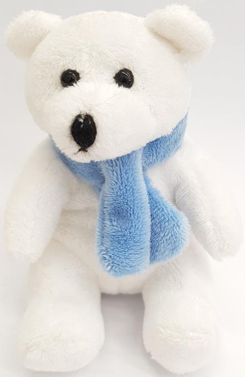 Peluche Orsetto con sciarpa azzurra (11cm) + Busta Azzurra Azzurro