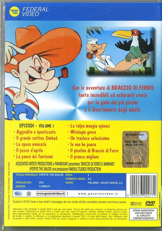 Le grandi avventure di Braccio di Ferro. Disco 1 - DVD - 2