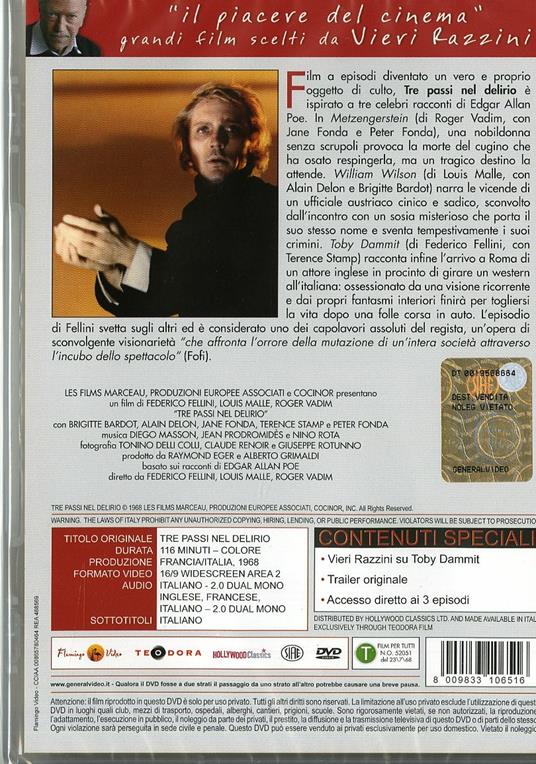 Tre passi nel delirio<span>.</span> Edizione speciale di Federico Fellini,Louis Malle,Roger Vadim - DVD - 2