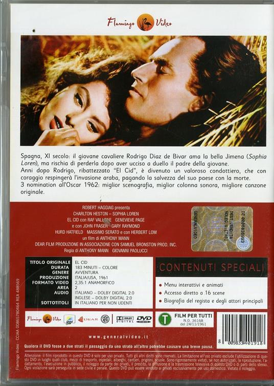 El Cid di Anthony Mann,Giovanni Paolucci - DVD - 2