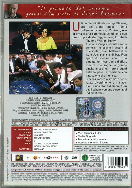 L' unico gioco in città di George Stevens - DVD - 2