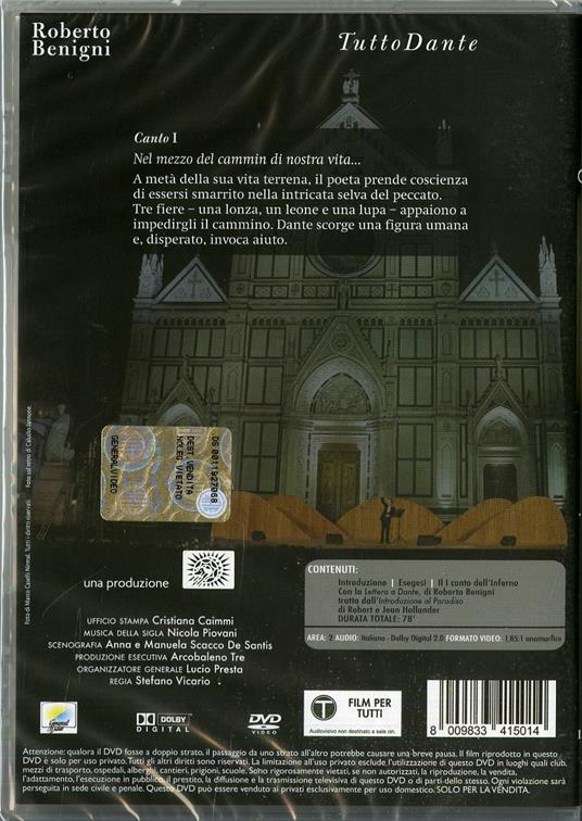 Roberto Benigni. Tutto Dante. Vol. 1 - DVD - 2