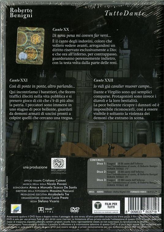 Tutto Dante. Vol. 8. Inferno. Canti XX - XXI - XXII (3 DVD) - DVD - 2