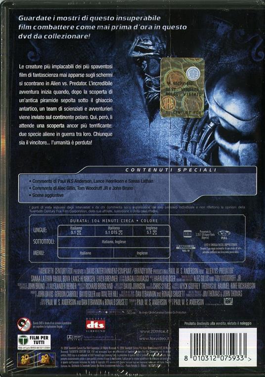 Alien vs. Predator di Paul W. S. Anderson - DVD - 2