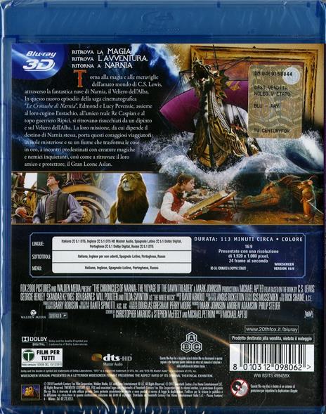 Le cronache di Narnia. Il viaggio del veliero. 3D (Blu-ray + Blu-ray 3D)<span>.</span> versione 3D di Michael Apted - Blu-ray + Blu-ray 3D - 2