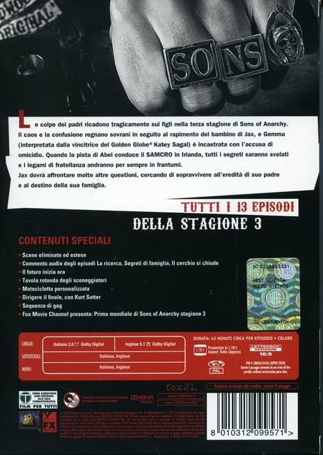 Sons of Anarchy. Stagione 3 (4 DVD) di Stephen Kay,Gwyneth Horder-Payton,Bill Gierhart,Guy Ferland - DVD - 2