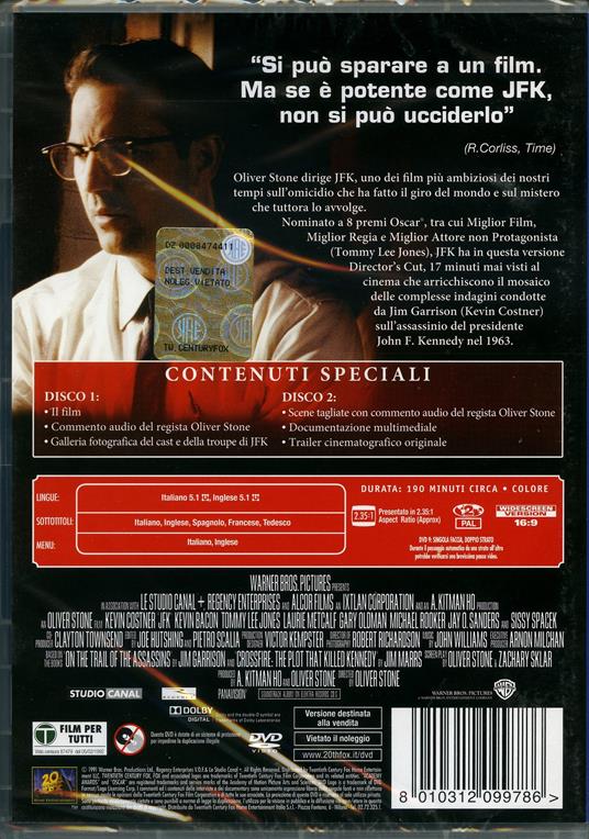 JFK. Director's Cut (2 DVD)<span>.</span> Edizione speciale di Oliver Stone - DVD - 2