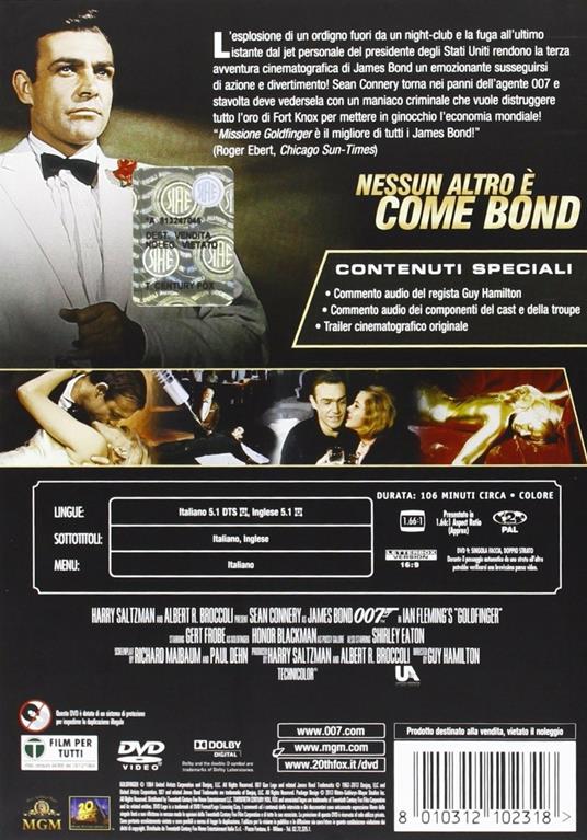 Agente 007. Missione Goldfinger di Guy Hamilton - DVD - 2