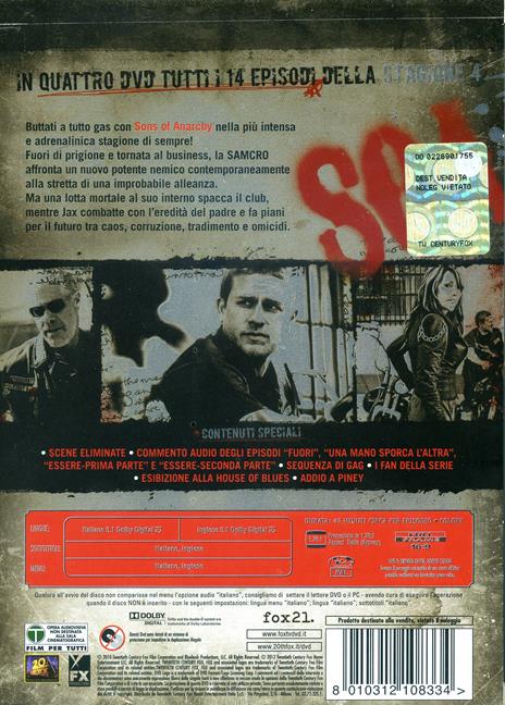 Sons of Anarchy. Stagione 4 (4 DVD) di Paris Barclay,Gwyneth Horder-Payton,Guy Ferland - DVD - 2