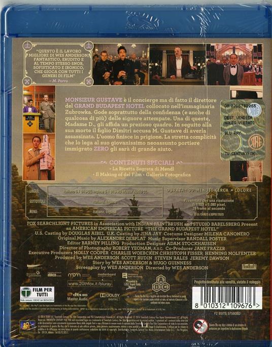 Grand Budapest Hotel (Blu-ray) di Wes Anderson - Blu-ray - 2