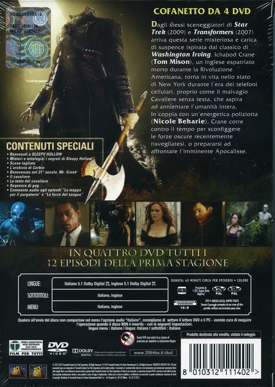 Sleepy Hollow. Stagione 1. Serie TV ita (4 DVD) di Ken Olin,Paul A. Edwards,Douglas Aarniokoski - DVD - 2