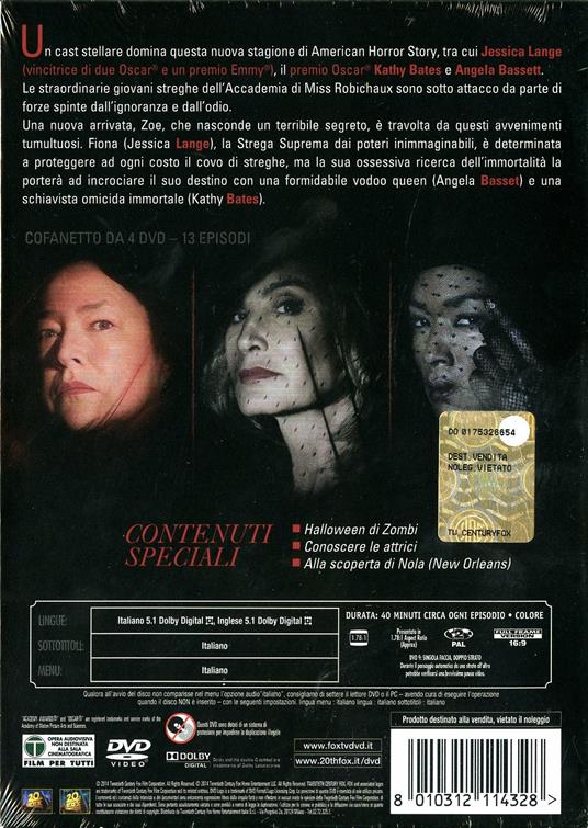 American Horror Story. Stagione 3 (4 DVD) di Alfonso Gomez-Rejon,Bradley Buecker,Michael Uppendahl - DVD - 2