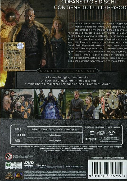 Vikings. Stagione 2. Serie TV ita (3 DVD) di Ken Girotti,Ciaran Donnelly,Johan Renck - DVD - 2