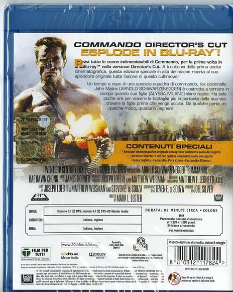 Commando. Director's Cut (Blu-ray) di Mark L. Lester - Blu-ray - 2