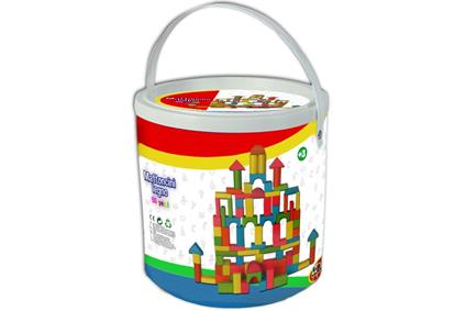 Secchiello con 50 mattoncini di legno