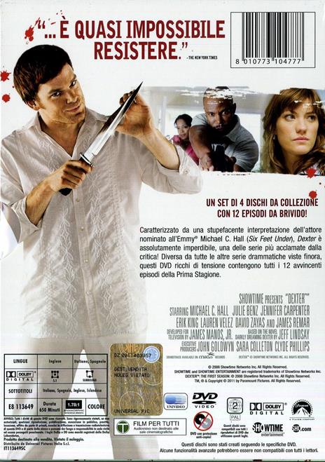 Dexter. Stagione 1 (4 DVD) di Michael Cuesta,Robert Lieberman,Tony Goldwyn,Steve Shill - DVD - 3