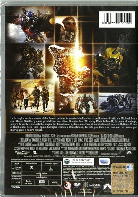 Transformers. La vendetta del caduto (1 DVD) di Michael Bay - DVD - 2