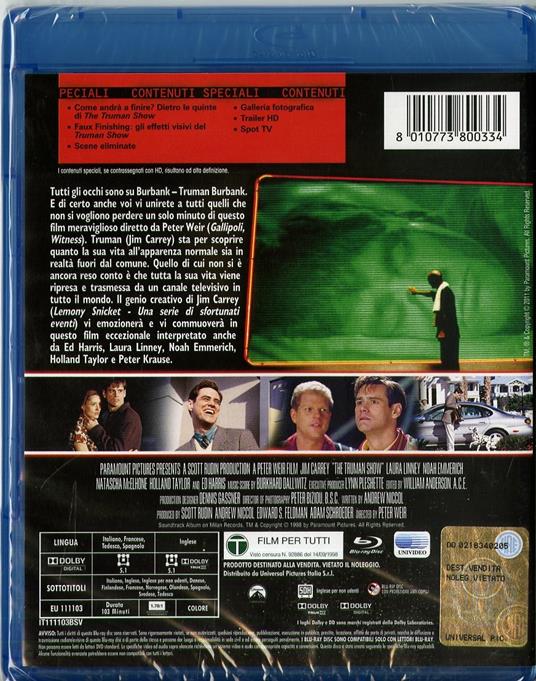 The Truman Show di Peter Weir - Blu-ray - 2