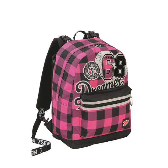 Zaino reversibile Seven The Double College Girl Fluo Fuxia. Rosa-Grigio. Con cuffie wireless - 3