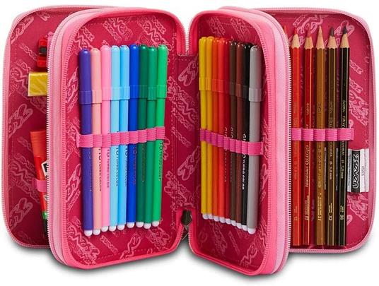 Astuccio 3 zip Seven 7.1 Chic League Rosa - 12,5x20x7 cm - 4