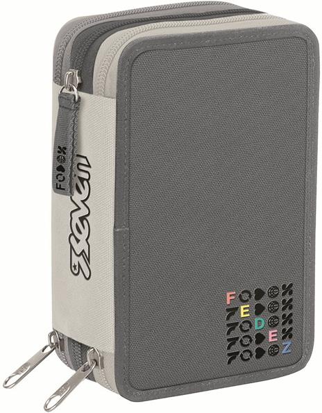 Astuccio a 3 zip. Fedez x Seven, assortito - 12 x 20 x 7,5 cm