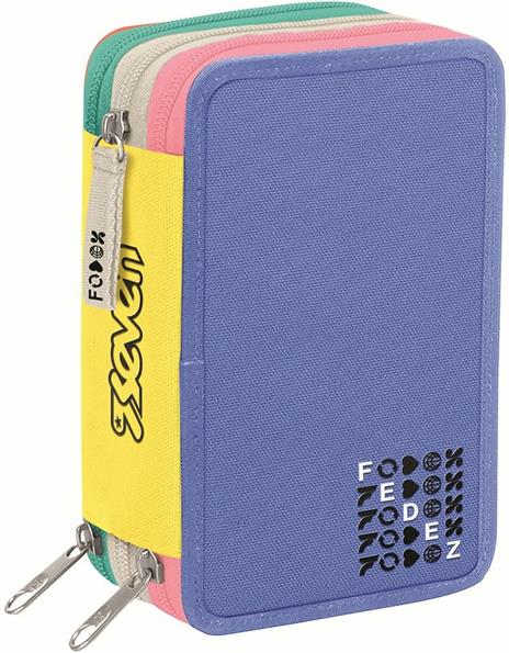 Astuccio a 3 zip. Fedez x Seven, assortito - 12 x 20 x 7,5 cm - 2