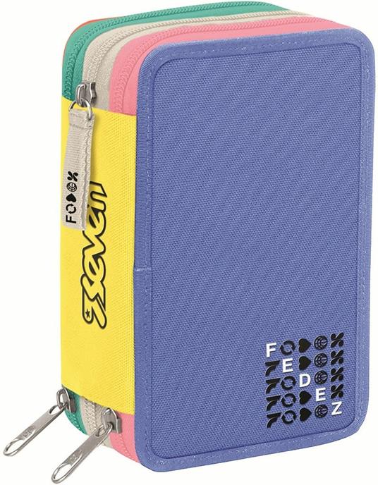 Astuccio a 3 zip. Fedez x Seven, assortito - 12 x 20 x 7,5 cm - 2