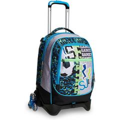 Zaino scuola Trolley Jack-3wd Sj Gang Goalkick Boy, Turquoise Fluo, 34 lt - 37 x 51 x 27 cm