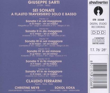 Sonata a flauto traversiero solo e basso n.1 - CD Audio di Giuseppe Sarti - 2