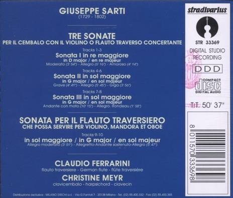 Sonata per Cembalo con Il Flauto Traverso - CD Audio di Giuseppe Sarti - 2