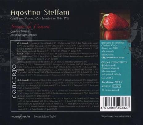 Sonate da camera - CD Audio di Agostino Steffani,Quartetto Erasmus,Isidoro Taccagni - 2